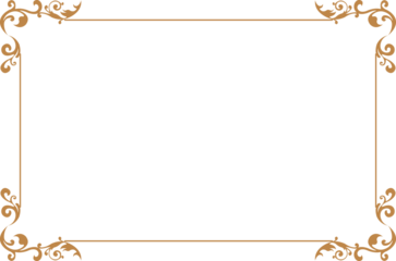 Elegant Gold Ornate Frame Border with Filigree Corners. 1488