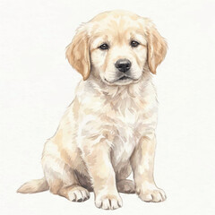 Cute Puppy Watercolor Illustration on White Background