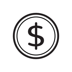 Obraz premium Dollar coin icon with currency symbol, simple flat vector illustration for finance, money, savings, investment, banking, payment, profit, wealth and economic concept