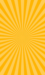 Fototapeta premium Sunburst background with yellow radial rays, flat vector illustration creating bright sunrise effect for poster, banner, advertising, presentation and abstract graphic design use, isolated composition