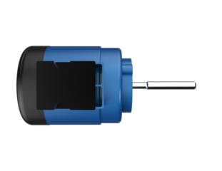 High-Resolution 3D Render of Small Blue Industrial Electric Motor with Terminal Box. PNG on Transparent Background for Mechanical Engineering, Automation Diagrams, CAD, Schematics, and Technical
