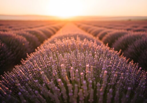 Sunset over lavender fields - Powered by Adobe