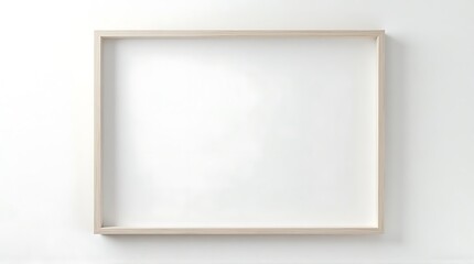 Fototapeta premium Minimalist Empty Wooden Frame on White Wall Modern Interior Decoration