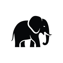 Stylized Silhouette of an African Elephant in Black and White.