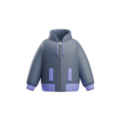 Gray and Purple Zip Up Hoodie.