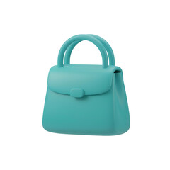 Turquoise Handbag with Handle and Clasp.