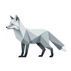 Geometric Arctic Fox Low Poly Style Illustration.