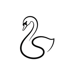 Elegant Swan Silhouette Minimalist Line Art.