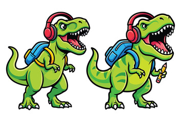 Obraz premium 100 Days of School T-Rex Dinosaur Cartoon Illustration