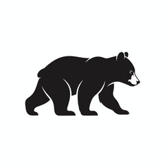 Black Bear Silhouette Walking Side View Simple Graphic.