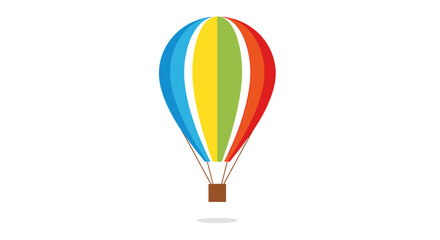 Fototapeta premium Vibrant hot air balloon illustration, colorful striped envelope and basket. Symbolizing freedom, adventure, and exploration, ideal for travel and dream themes
