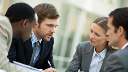 Business meeting team collaboration professionals office strategy document review signing contract discussion planning focused teamwork colleagues - Powered by Adobe