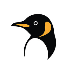 Stylized Penguin Head Icon with Orange Accents.