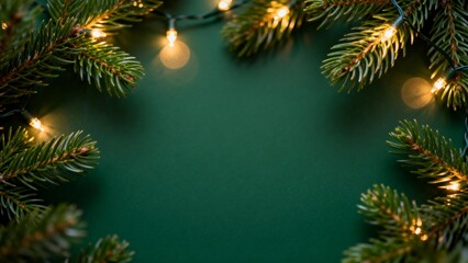 Christmas tree branches with lights