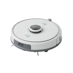 White Robot Vacuum Cleaner Top View.