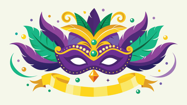 Festive Mardi Gras mask clipart with intricate designs, capturing the essence of the annual celebration..eps