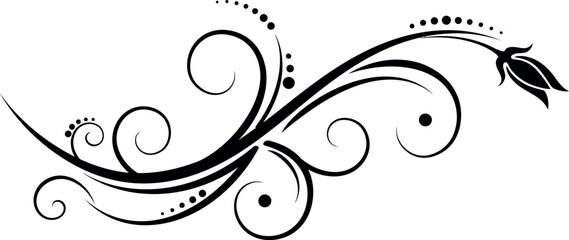 Fototapeta premium Elegant floral design element with swirling lines and dots