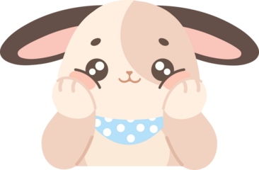 A thoughtful bunny character showing contemplation curiosity calm mood thinking process kids appeal mascot use and gentle reflective visual concept