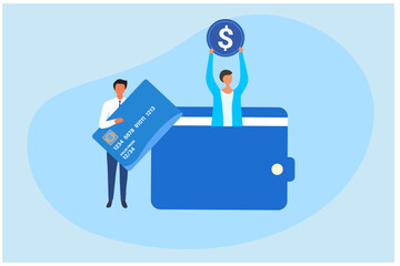 E-wallet, banking, deposit, cash back. Vector illustration