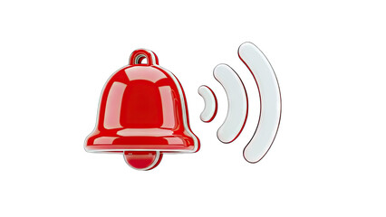 3D Red Bell Notification Icon on transparent background