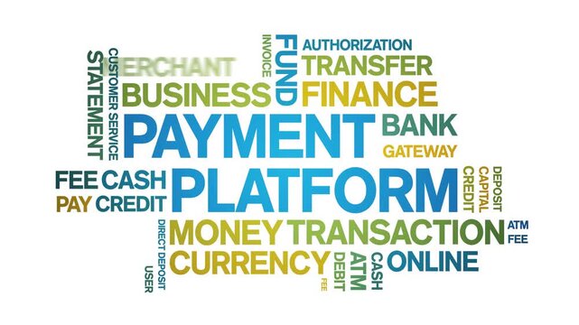 Payment Platform animated word cloud-text design animation tag kinetic typography seamless loop.