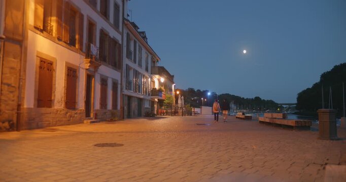 Charming evening stroll along historic Saint-Goustan Port in Auray, France
