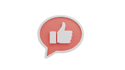 3D Thumbs Up Like Icon in Speech Bubble on transparent background