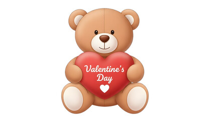 Obraz premium Teddy bear holding valentine s day heart isolated on transparent background