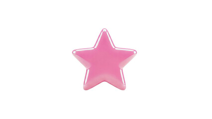 3D Pink glossy star icon on transparent background