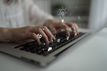 AI innovation with neural network and digital transformation. AI innovation drives automation, powers ideas, AI innovation enhances SEO, and AI innovation enables global connection. Latch