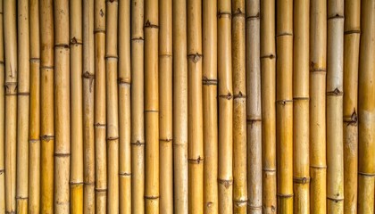 A textured background composed of closely packed, vertical yellow bamboo poles forming a natural wall or screen.