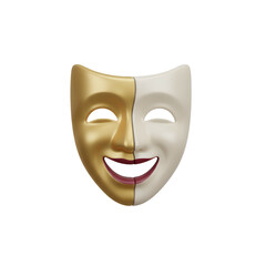 Theater Mask with Gold and White Faces.