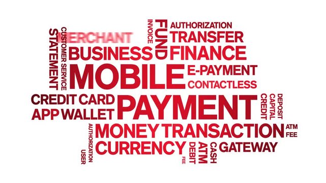 Mobile Payment animated word cloud-text design animation tag kinetic typography seamless loop.