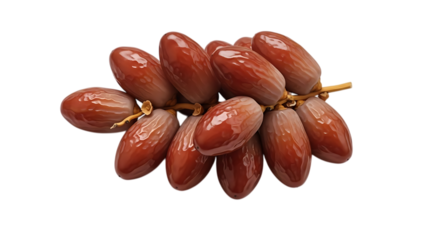 A bunch of dates on a stem isolated on transparent background