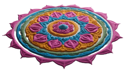 Colorful Rangoli Design on Transparent Background