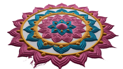 Colorful Rangoli Design on Transparent Background