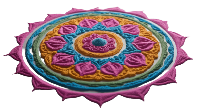 Colorful Rangoli Design on Transparent Background - Powered by Adobe
