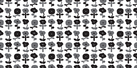 Floral illustration background. Seamless pattern.Vector. 花のイラストパターン