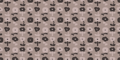 Floral illustration background. Seamless pattern.Vector. 花のイラストパターン