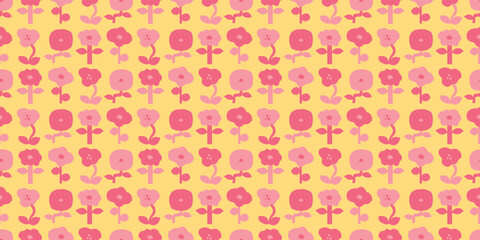 Floral illustration background. Seamless pattern.Vector. 花のイラストパターン