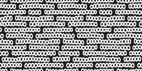 Hand-drawn Circle Line Seamless Pattern.手描き風円形ラインのシームレスパターン