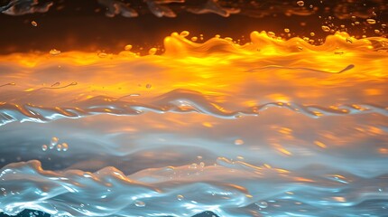 Fire and Water Abstract Background – Powerful Elemental Energy with Liquid Flames and Cool Fluid Motion