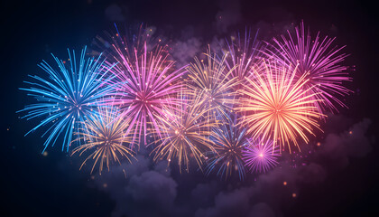 ibrant Multicolor Fireworks Explosion in Night Sky &ndash; High Quality AI Art