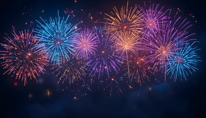 ibrant Multicolor Fireworks Explosion in Night Sky &ndash; High Quality AI Art