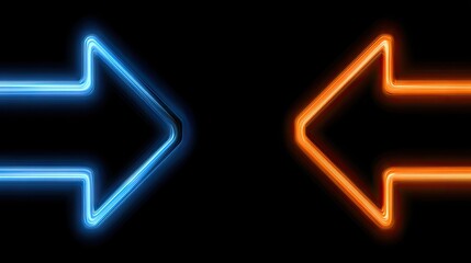 Neon arrows pointing left and right against black background