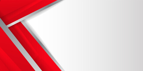 Abstract red and white overlapping layers background a combination with silver texture line decoration.