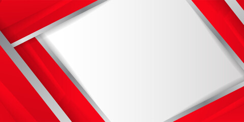 Abstract red and white overlapping layers background a combination with silver texture line decoration.