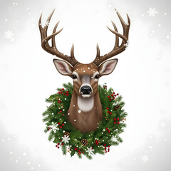 christmas reindeer with red ribbon