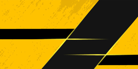 Black abstract tech geometric background a combination yellow metallic line shape and grunge texture composition