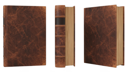 Antique Leather Bound Book Set Isolated on Transparent Background graphic design